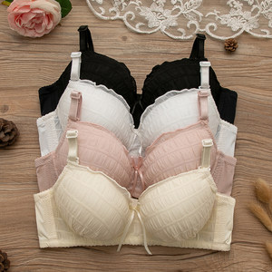
Breathable bra for small breasts, push-up support, non-wired lace, comfortable girl student underwear set