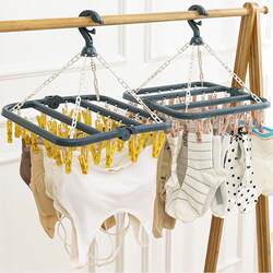 Multi-Functional Household Hook for Dormitory, Sock Drying Rack with Multiple Clips, Windproof Baby Clothes Drying Rack, Magic Hanger for Hanging Underwear