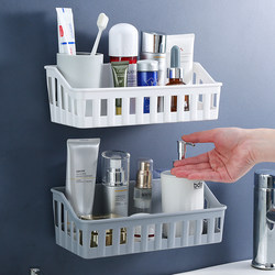 No-Drill Bathroom Storage Shelf Kitchen Plastic Wall-Mounted Toilet Washroom Miscellaneous Storage Rack Corner Shelf