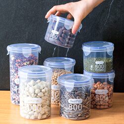 Large Transparent Plastic Sealed Jar Powder Jar Tea Household Jar Kitchen Grain Storage Box Storage Jar