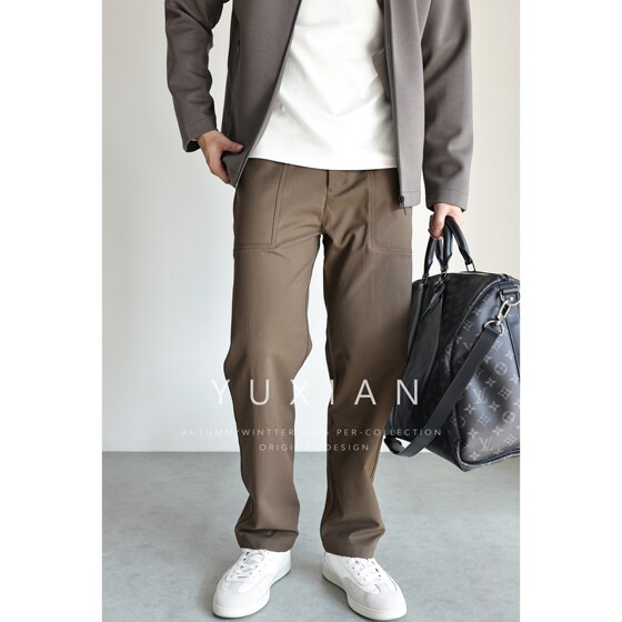
YUXIAN cotton-like twill workwear, sports style functional trousers, commuter straight casual pants, stretch men's spring and autumn
