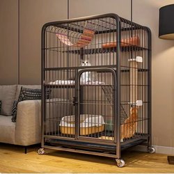Newly Upgraded Multi-Layer Cat Climbing Frame Cat Cage Home Indoor Extra Large Space with Toilet Cat Villa Enlarged Side Door