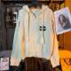 Arc de Triomphe embroidered hooded loose lazy sweater jacket for women 2025 spring new zippered long-sleeved knitted cardigan