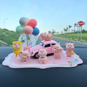 
TikTok car ornaments creative cute cartoon pig doll car interior decoration girl heart car supplies accessories