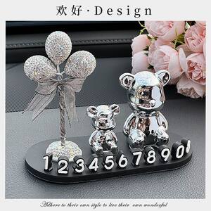 Car mounted mobile phone sign, high-end feel, temporary parking number sign, creative violent bear car, mobile girl