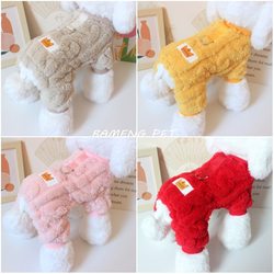 Pet clothes new style dog autumn and winter four-legged velvet clothes Teddy Bichon Frize cat winter warm twist velvet clothes