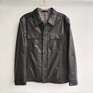 
Autumn and winter men's casual calf leather jacket long-sleeved lapel straight jacket loose top