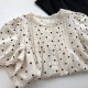 Gentle and chic small dot printed lace lace splicing short-sleeved age-reducing shirt doll shirt versatile student cotton t
