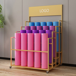 Yoga Mat Storage Basket, Yoga Studio Display Rack for Foam Rollers, Multi-Layer Floor-Standing Foam Roller Fitness Equipment Mobile Storage Shelf