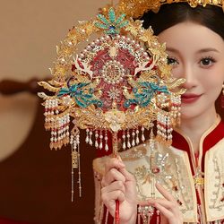 Double-Sided Round Fan for Bride's Wedding, High-End Finished Product, Xiuhe Wedding Fan, Gift, Chinese-Style Fan, DIY Material Kit