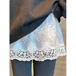 Plus-Size Skirt for Chubby Girls, Hip-Covering Skirt, Short Skirt for Women, 2026 Early Spring New Style, White Lace Splicing Half Skirt