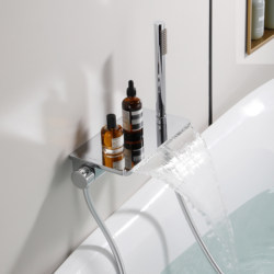 Linde Bathroom Surface-Mounted Bathtub Faucet Hot and Cold Wall-Mounted Basin Waterfall Faucet Seamless Against the Wall