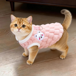 Cat Clothes Autumn and Winter Warm Vest Cute Fleece-Lined Vest Ragdoll British Shorthair Golden Tabby Pet Anti-Shedding Sweatshirt