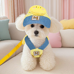 Dog Hat Summer Pet Harness Set Teddy Bichon Small Dog Cat Cute Sun Protection Hat