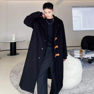 
Lapel mid-length over-the-knee thickened trendy brand loose high-quality woolen windbreaker jacket winter woolen coat for men