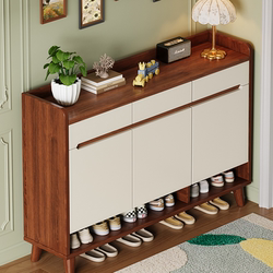 Solid Wood Core Shoe Cabinet for Home Entrance, Large Capacity Multi-Layer Storage Cabinet, Integrated Wall-Mounted Entryway Hallway Cabinet