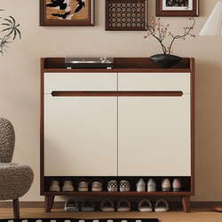 Solid Wood Core Shoe Cabinet for Home Entrance, Integrated Storage Cabinet, Large Capacity Entryway Hallway Cabinet with Song-Style Aesthetics