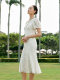 
Lakoradior Summer V-neck Short Sleeve Fishtail Floral Lace Dress
