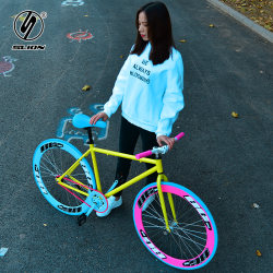 Fixed Gear Bicycle with Solid Tires, Freewheel, Reverse Brake, Lightweight, Road Race, Popular Online, for Adults, Students, Men and Women
