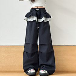 Girls' Pants Spring and Autumn New Korean Style Casual Sports Pants Loose Stylish Children's Pants Skirt Wide-Leg Long Pants