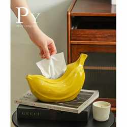 Banana Green Creative Banana Tissue Box Storage for Home Living Room Coffee Table Dining Table Bedroom Ceramic Decorative Tissue Box