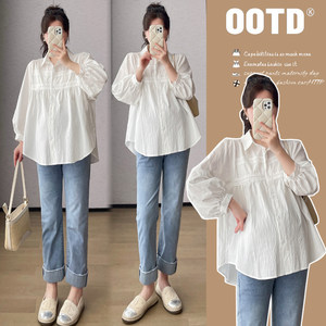 
Maternity clothing, spring clothing, late pregnancy loose slimming baby doll shirt, temperament age-reducing shirt, small spring maternity top