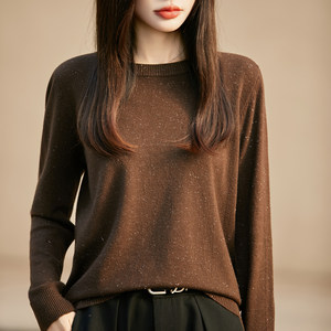 2026早春新款亮丝圆领打底宽松休闲内搭针织衫洋气薄款羊毛衣上衣