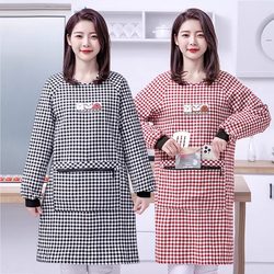 Apron for Kitchen Use, 2025 New Model, Factory Work-Specific, Cooking, Women's Workwear, Long-Sleeved, Thickened, Pure Cotton Smock