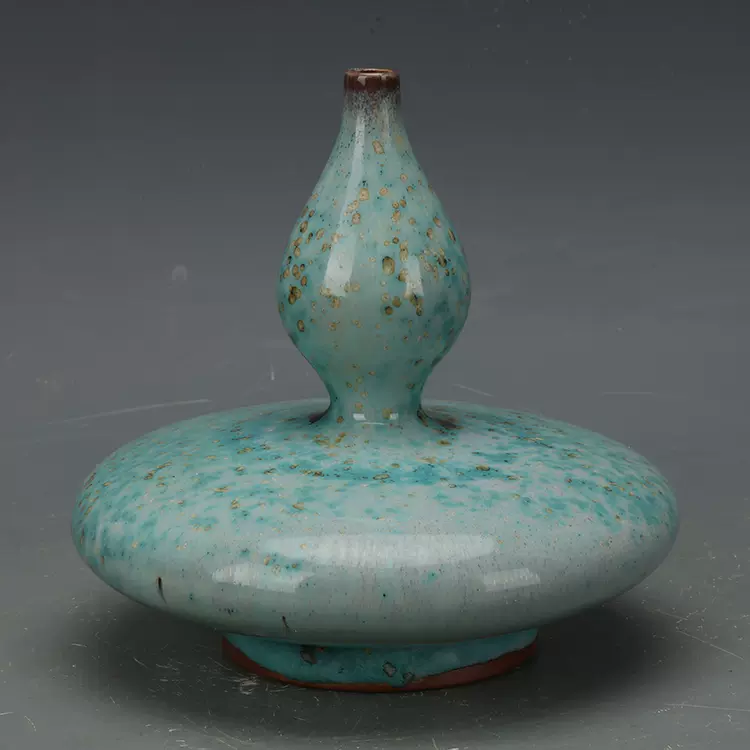 宋代钧窑炉钧釉葫芦瓶古董古玩玄关装饰品陶瓷新中式