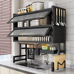Kitchen Sink Storage Rack, Dish Storage, Dishwashing Sink Dustproof Bowl Counter Top Storage Cabinet, Multi-Functional Draining Rack