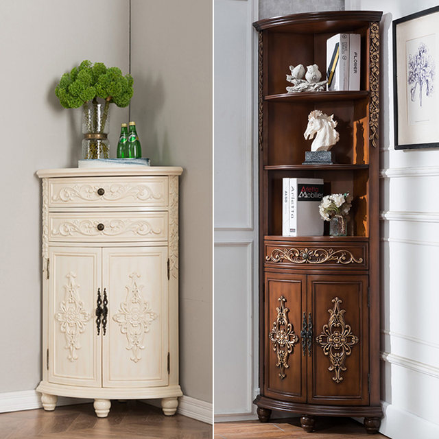 Intresting Looking Rounded Triangular Cupboard European -style corner solid wood triangle wall corner cabinet American ...