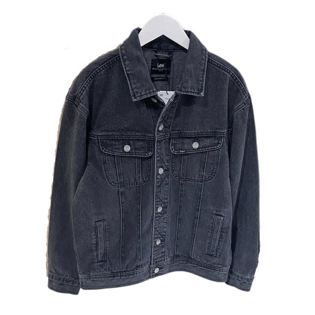 Lee Autumn Men's Black Gray Denim Jacket Fashion Casual Jacket