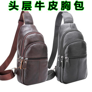 The new leather chest bag men's bag shoulder shoulder, the head layer of the cowhide business men's shoulder bag