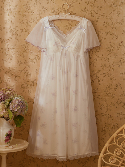 Rose Tree Princess Night Dress - Floral Midi Pajama Dress Rose Tree Princess Night Dress - Floral Midi Pajama Dress