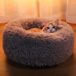 Dog House and Cat House, Winter Warm Cotton Nest, Suitable for All Seasons, Popular Cat Bed, Round Plush, Removable and Washable Supplies