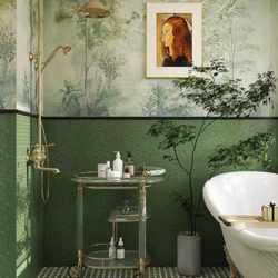 French Retro Bathroom Tiles Sea-Based Cloth Tiles Flower Balcony Tiles 300X300 Green Flower Tiles