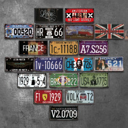 American Retro License Plate Tin Art Industrial Style Wall Decoration Barbecue Hot Pot Restaurant Barber Shop Bar Wall Hanging