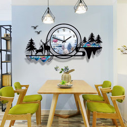 Creative Wall Clock for Living Room, Silent Nordic Elk Wall Decoration, Light Luxury Wall-Mounted Modern Clock, Stylish and Simple