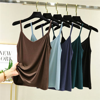 Modal color-blocking suspender vest thin V-neck backless