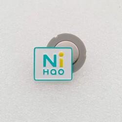 Hello, Rectangular Gray Magnetic Logo Stainless Steel Name Badge, Hotel Pin Badge, Insertable Paper Employee Badge