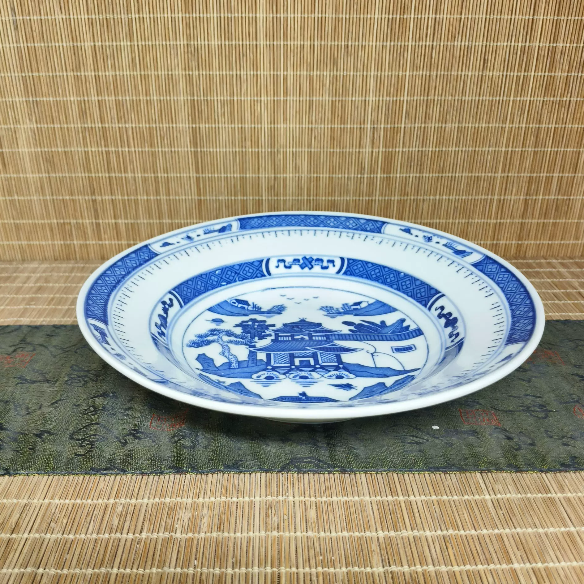 包老景德镇567老厂瓷/青花玲珑加彩描金大号品锅/带盖汤盆/茶饼仓