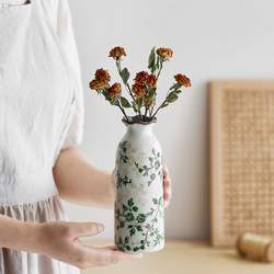 Flowers Pastoral Style Ice Crack Ceramic Small Vase Ornaments Zen Flower Ornaments Dried Flower Niche style Fancy Creative Decorations