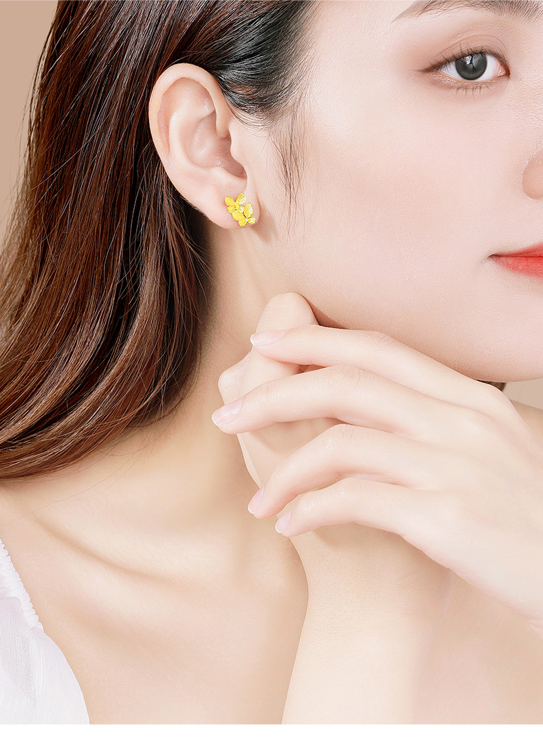 Chj Gold Earrings Women's Elegant Butterfly Dance Eeg30003018