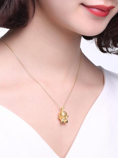 Chj/chao acer ゴールドドラえもんペンダント - 女性用3D竹蜻蜓ジュエリー