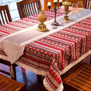 
ins tablecloth cotton linen fabric internet celebrity small fresh rectangular living room coffee table dining table cloth dormitory lace desk mat