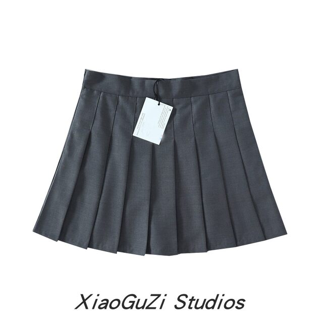 Spring and Autumn Anti -Wet Light Hong Kong flavor pleated skirt college style A -line skirt hip slimming high waist sweet age reduction half body skirt
