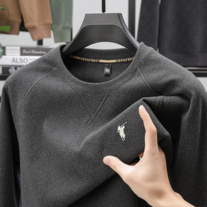 
Brushed German velvet bottoming shirt men's round neck autumn and winter Paul embroidered inner T-shirt men's long-sleeved versatile casual trendy brand
