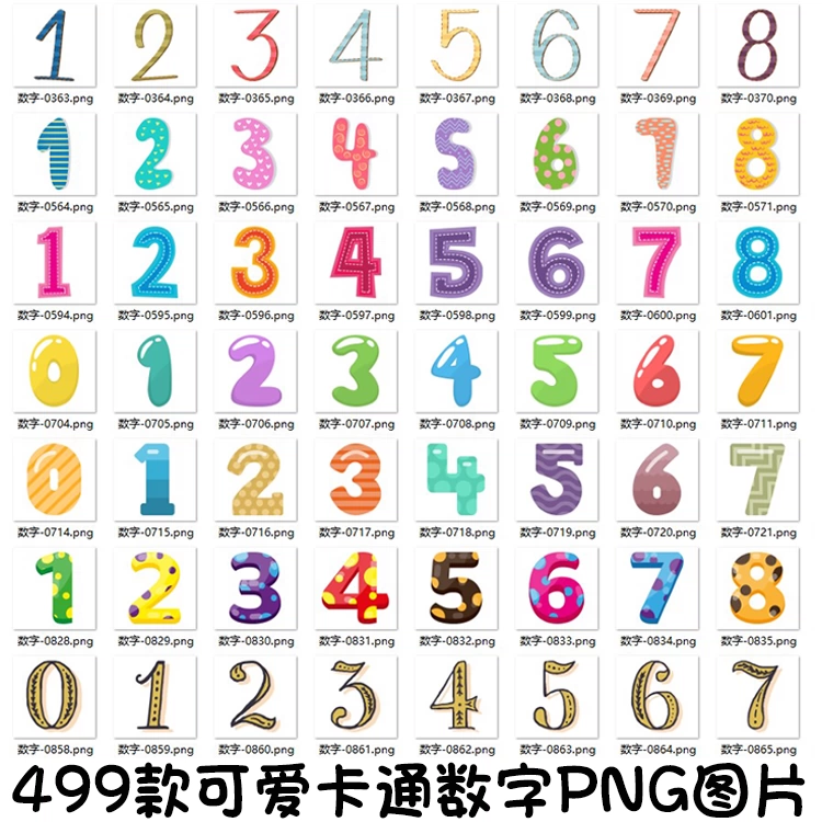 可爱卡通数字png素材word小报ppt设计元素透明免扣ps图片素材