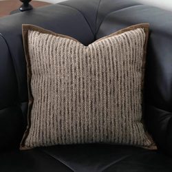Medieval-Style Brown Pillow, Simple Striped Throw Pillow, Living Room Sofa Cushion, New Chinese-Style Model Room Headboard Backrest