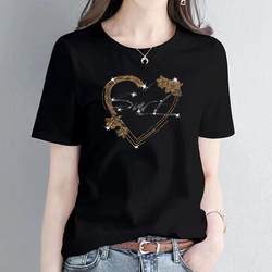100% Pure Cotton Short-Sleeve T-Shirt for Women, Black Oversized Women's Clothing, 2026 Summer New Style, Korean Version, Loose and Versatile, Trendy Brand